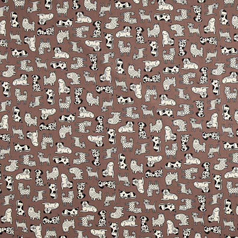 Decostof Half panama abstracte honden &ndash; donkerbruin/natuur,  image number 1