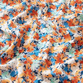 Viscosestof gevlekte bloemen – terracotta/blauw, 