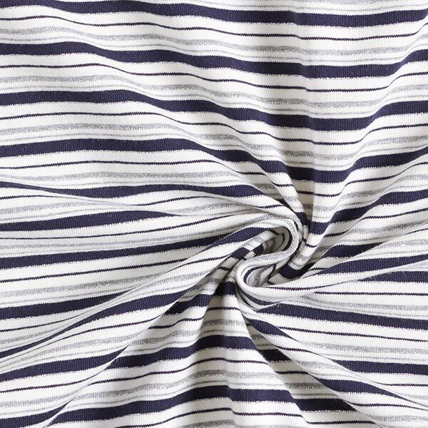 Glitterjersey Katoen Strepen – ecru/navy, image number 3