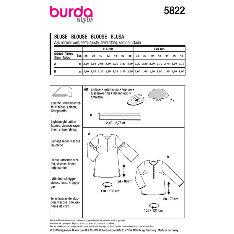 Blouse | Burda 5822 | 36-48,  image number 9