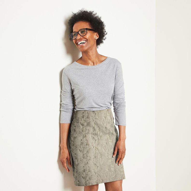 Kledingsjacquard Brokaat Bloemen – taupe, image number 6