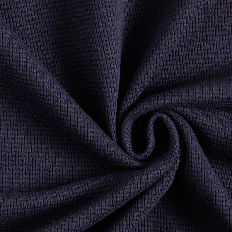 Mini Katoenen wafel jersey effen – marineblauw,  image number 1