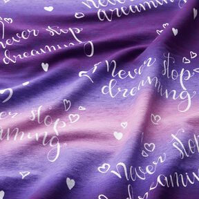French Terry sommersweat Never stop Dreaming | Glitzerpüppi – lila/aubergine, 