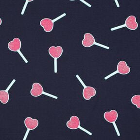 Katoenjersey Glitter hart lolly's | Poppy Fabrics – nachtblauw, 