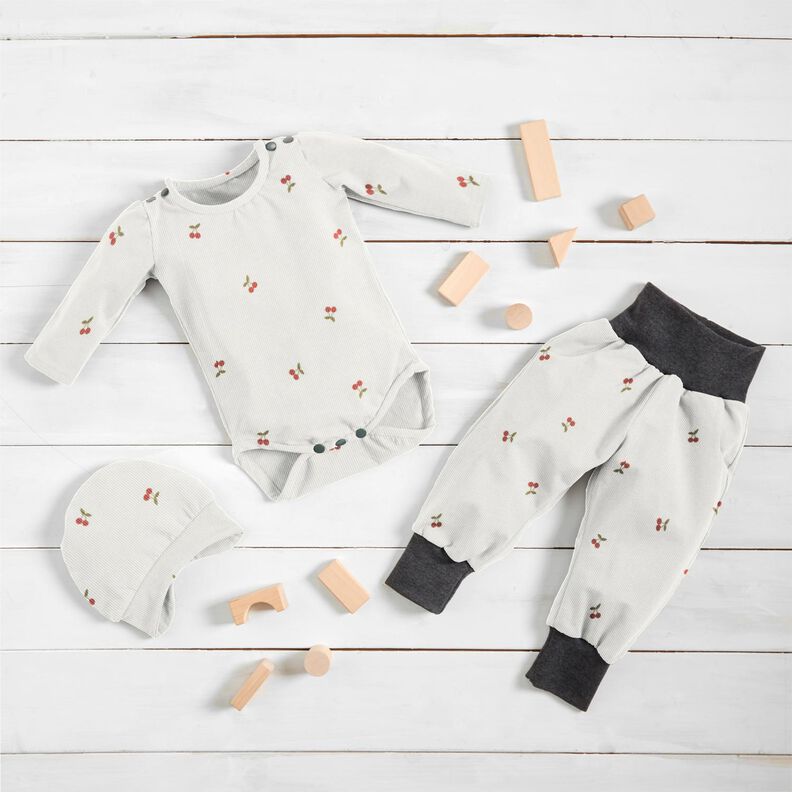 Ribjersey kleine kersen – ecru,  image number 6