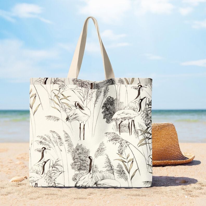 Decostof Half panama Kraanvogels &ndash; natuur/zwart,  image number 7