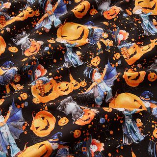 Katoenjersey Halloween Digitaal printen – zwart, 