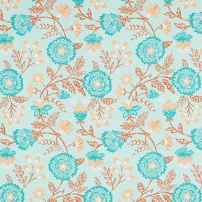 Viscose Voile Bloemen Tiffany – licht turkoois, 