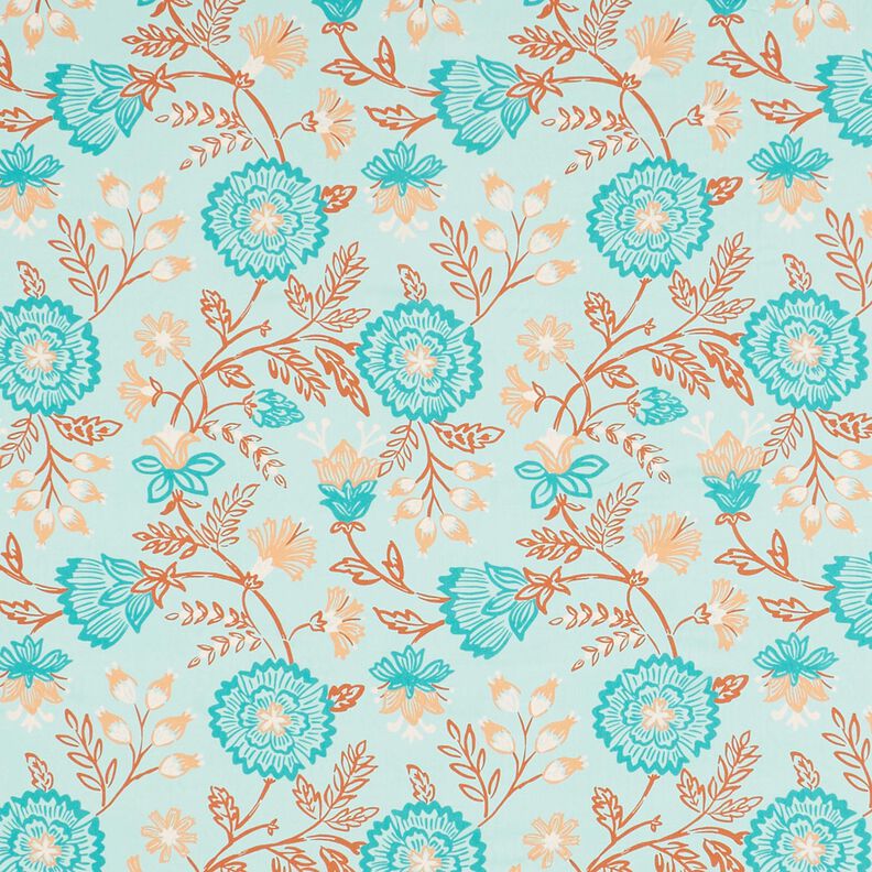 Viscose Voile Bloemen Tiffany – licht turkoois, image number 1