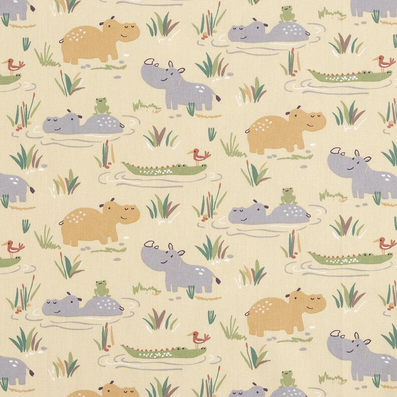 Katoenpopeline badplezier van de jungledieren – pastelgroen,  image number 1
