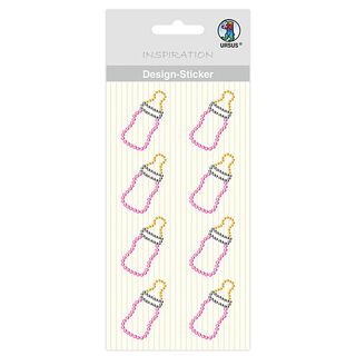 Designsticker babyflessen meisjes [ 8 Stuk ] – roze/geel, 