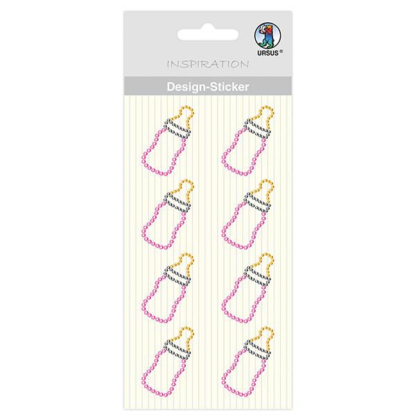 Designsticker babyflessen meisjes [ 8 Stuk ] – roze/geel,  image number 1