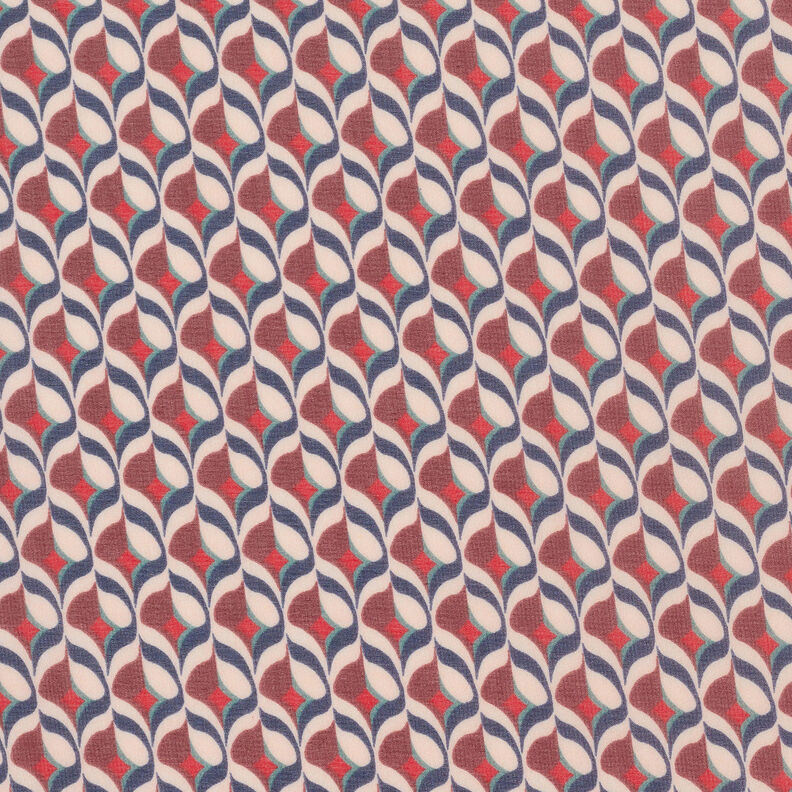 Chiffon retropatroon – wit/donkerrood, image number 1