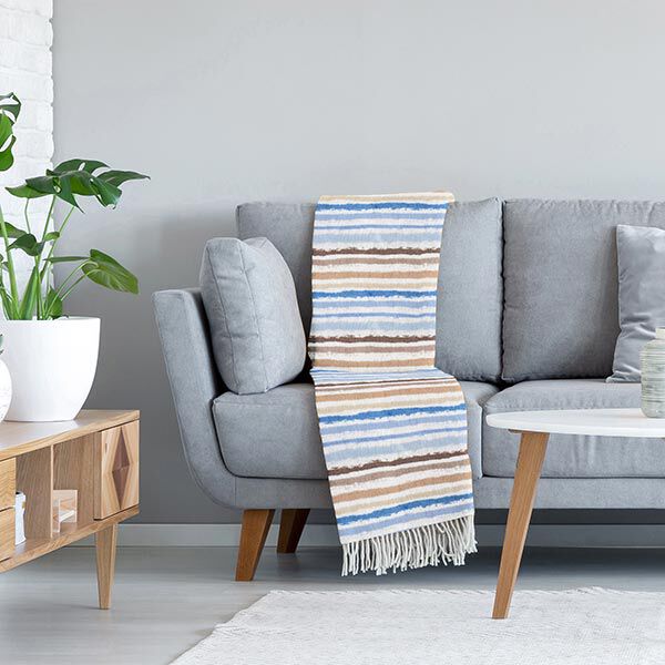 Gezellige fleece onregelmatige strepen – wit/blauw, image number 6