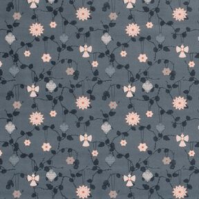 Katoenen stof Popeline Scandinavische boomdecoraties – leigrijs, 