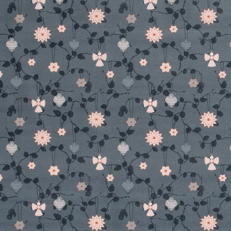 Katoenen stof Popeline Scandinavische boomdecoraties – leigrijs,  image number 1
