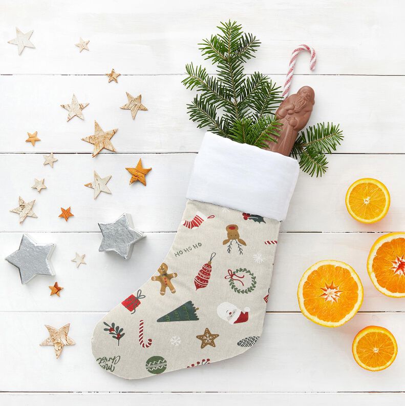 Decostof Half panama Kerstdecoratiemix – natuur/rood, image number 8