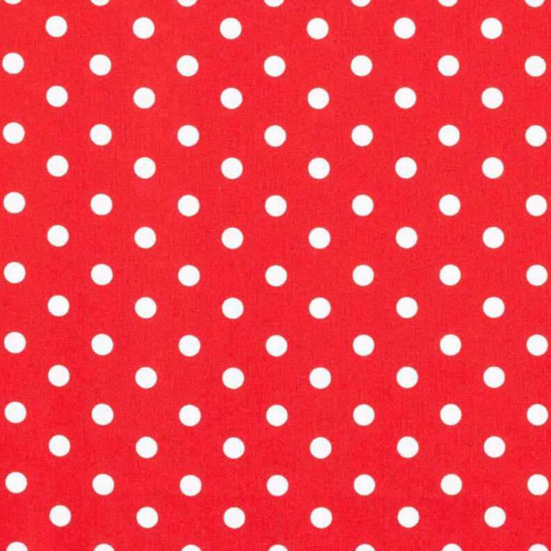 Katoenpopeline Grote stippen – rood/wit,  image number 1