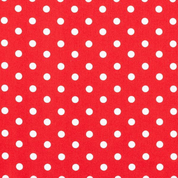 Katoenpopeline Grote stippen – rood/wit,  image number 1