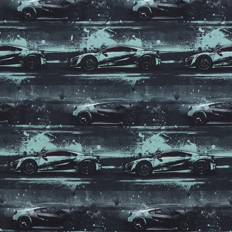 Katoenjersey Raceauto Digitaal printen – zwart/parelgrijs,  image number 1