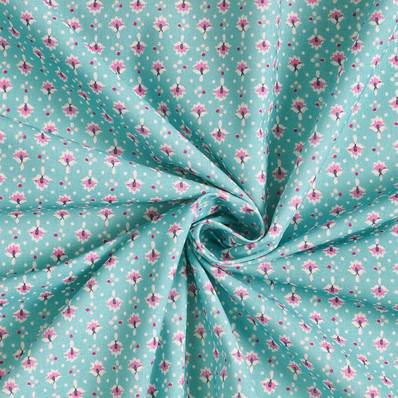 Katoenen stof Popeline kleine ornamenten – mint/pastelpaars – mint/pastelviolet, image number 3