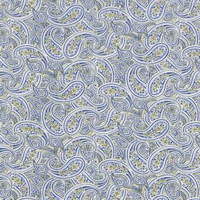 Overhemdenstof overlappende paisley – indigo/olijf, 