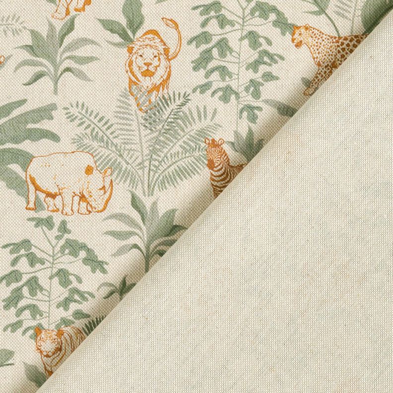 Decostof Half panama Jungledieren – natuur/karamel, image number 4