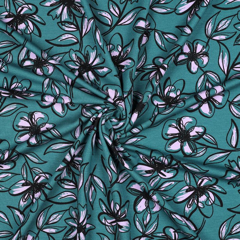 Romaniet jersey Bloemen – petroleum/lila,  image number 3