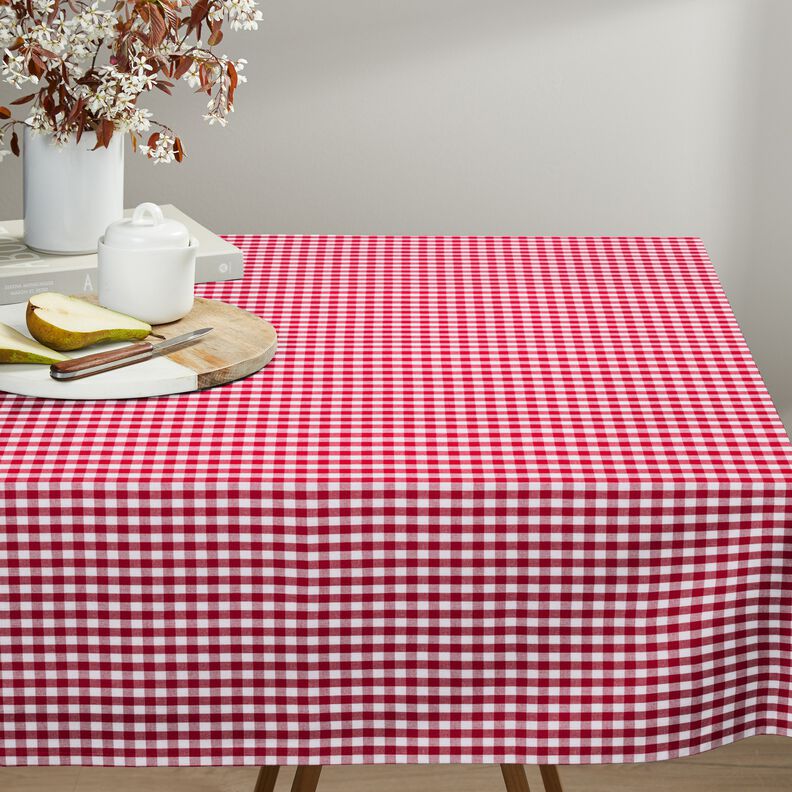 Katoenen stof Vichy ruit 1 cm – rood/wit,  image number 7