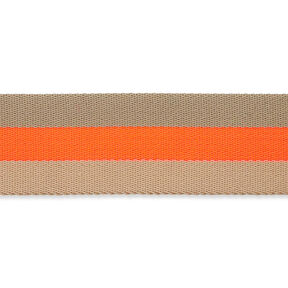 Tassenband neon [ 40 mm ] – neon oranje/beige, 