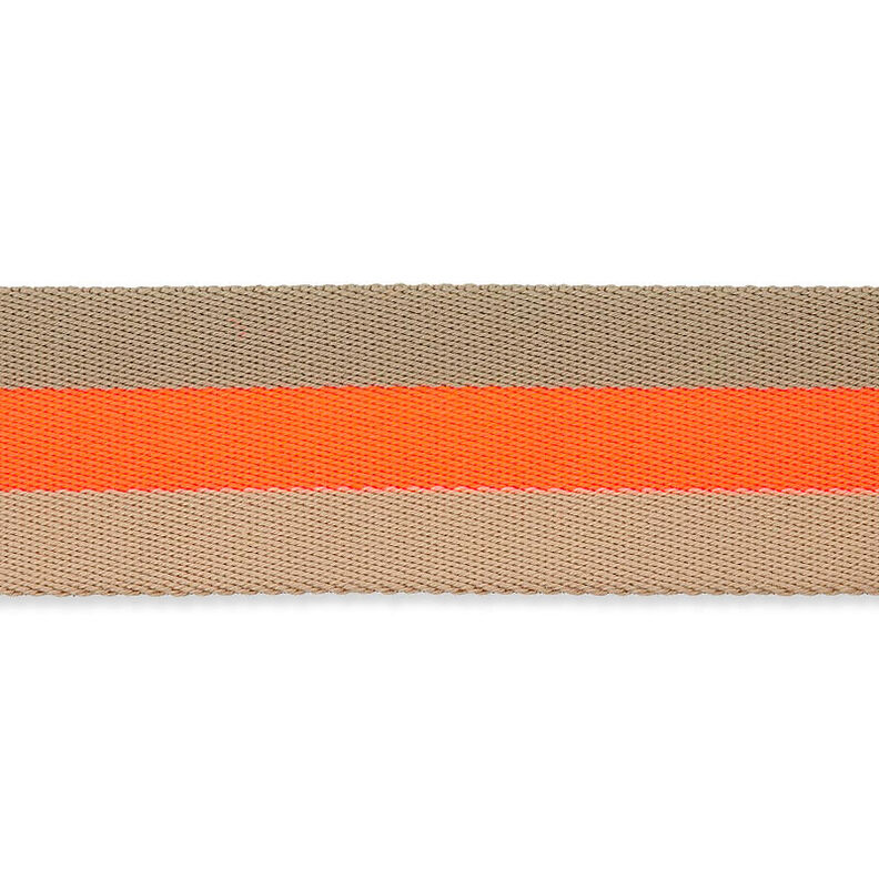 Tassenband neon [ 40 mm ] – neon oranje/beige,  image number 1