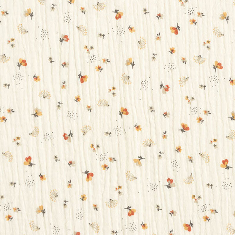 Mousseline/dubbel gehaakte stoffen Bloemen en egels – ecru,  image number 1