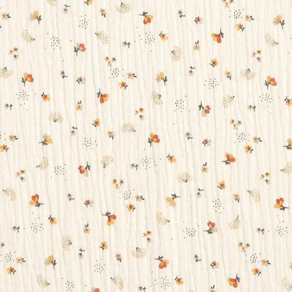 Mousseline/dubbel gehaakte stoffen Bloemen en egels – ecru,  image number 1