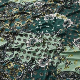 Viscosejersey expressief paisleymotief – groen | Stofrestant 100cm, 