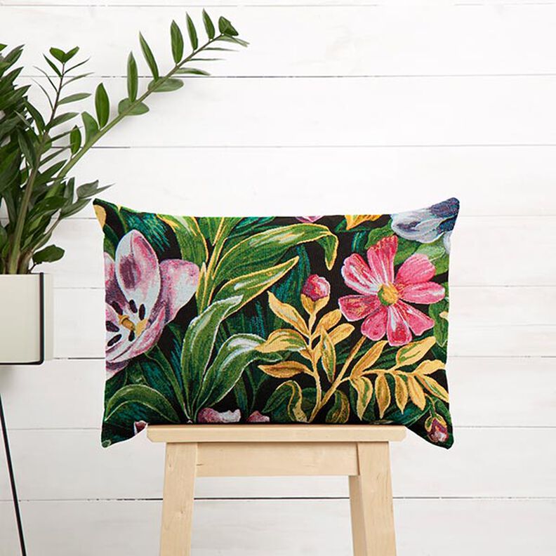 Decostof Gobelin Bloesems – zwart/groen, image number 6