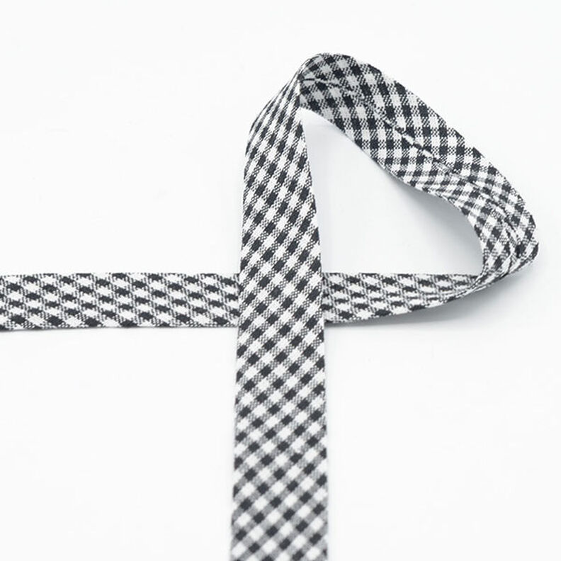 Biasband Vichy ruit [20 mm] – zwart,  image number 2