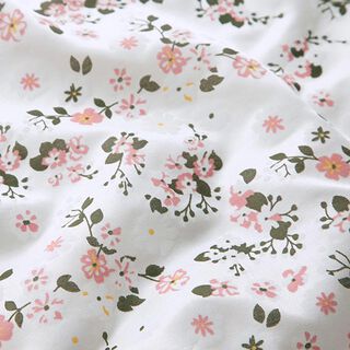 Zijde-viscose-satijn verspreide bloemen – wit, 