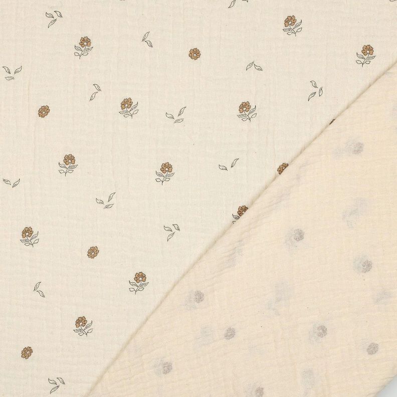 GOTS Mousseline/dubbel gehaakte stoffen romantische bloemen  | Poppy Fabrics – lichtbeige/kaneel,  image number 4