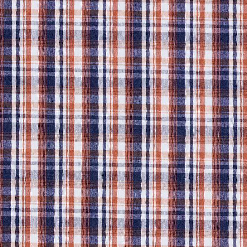 Overhemdstof klassieke ruit – marineblauw/koper, image number 1