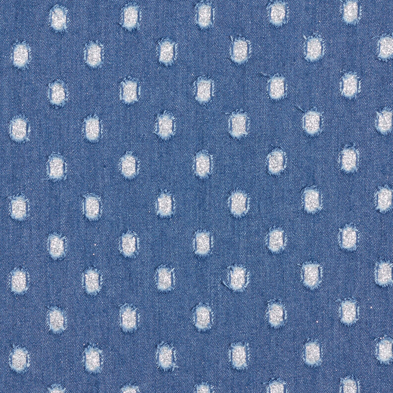 Jeansstof glitterstippen – jeansblauw,  image number 1