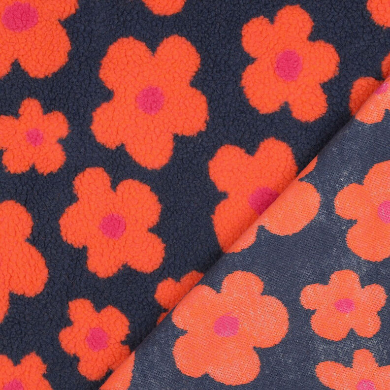 Teddy pluche Bloemen | Poppy Fabrics – marineblauw/oranje, image number 5