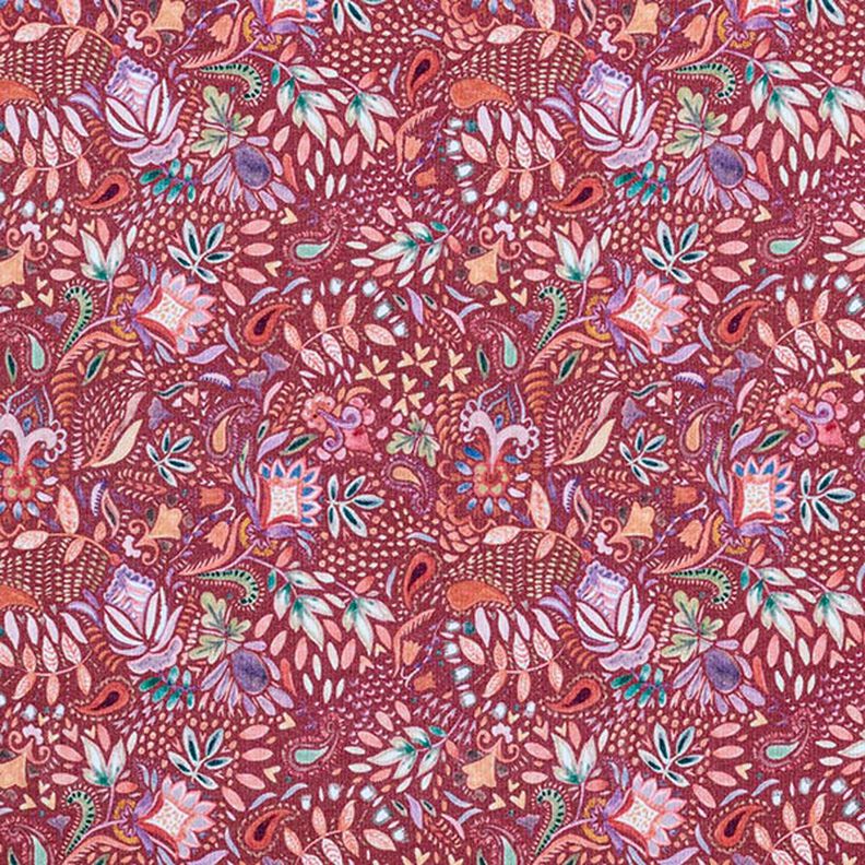 French Terry sommersweat Paisley-bloemen Digitaal printen – roodbruin,  image number 1