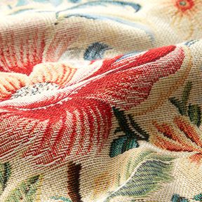 Decostof Gobelin prachtige bloemen – lichtbeige/rood, 