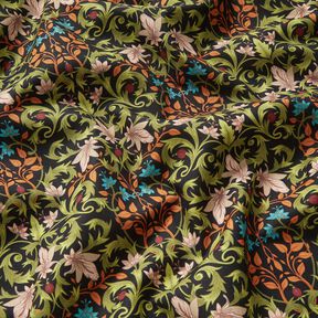 Decostof Half panama Bladornamenten – zwart/pijn, 