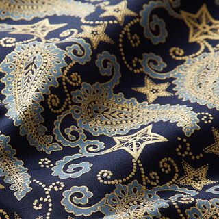 Katoenen stof popeline winters paisley – blauw, 