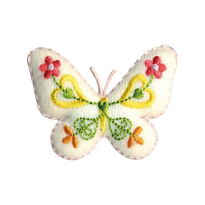 Applicatie vlinder [ 4,5 x 5,5 cm ] – ecru/geel,  image number 1