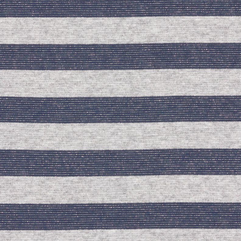 Jersey glitter horizontale strepen – lichtgrijs/marineblauw,  image number 1