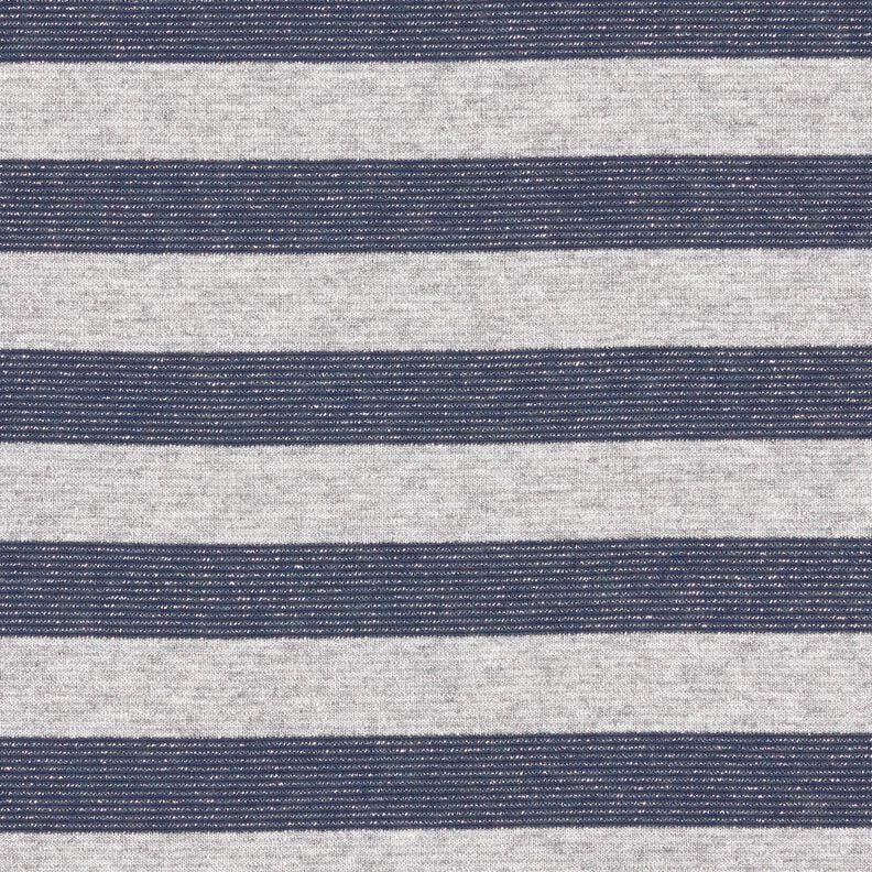 Jersey glitter horizontale strepen – lichtgrijs/marineblauw, image number 1
