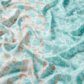 Viscose Voile Paisley bloemenrandontwerp – blauw, 