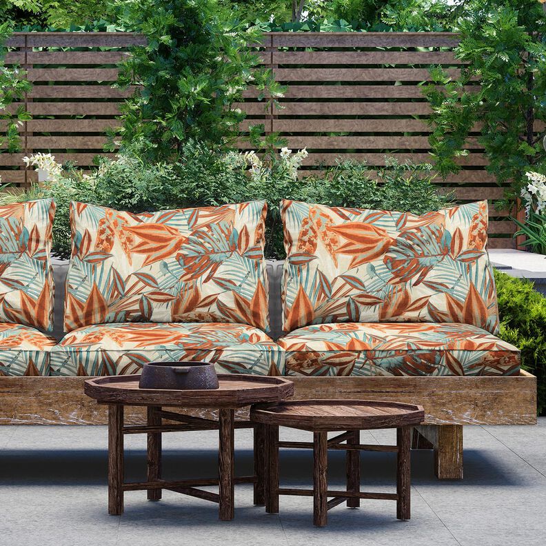 Outdoorstof Canvas Grote bladeren – natuur/terracotta,  image number 5